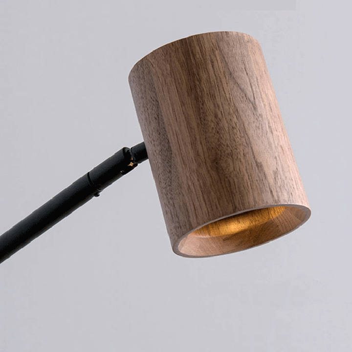 Zeitgenössische Einfachheit Holz Zylinder Schatten Eisen 1-Licht Wandleuchte Lampe für Schlafzimmer 