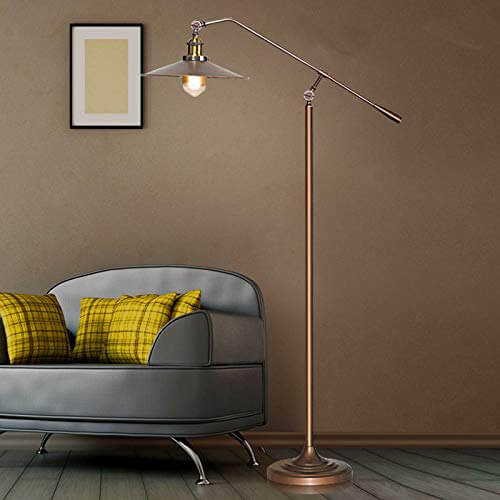 Lampes de sol sur pied à bras extensible en bronze industriel à 1 lumière 