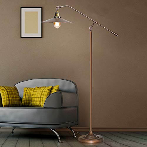 Industrial Bronze 1-Light Boom Arm Standing Floor Lamps