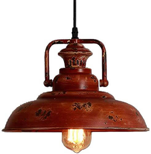 Lampe suspendue rétro à dôme à 1 lumière rouge rouille