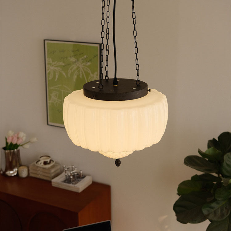 European Vintage Minimalist Glass Iron 1-Light Pendant Light