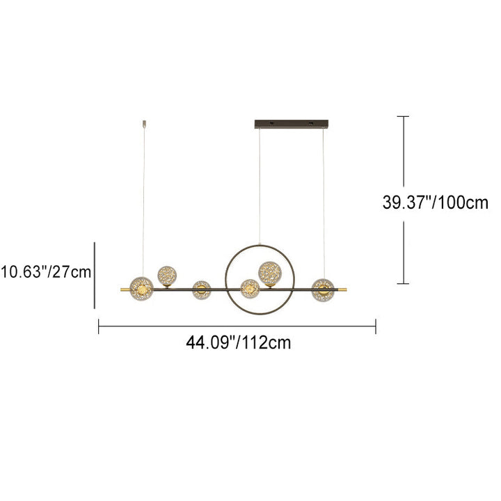 Modern Minimalist Long Orb Round Silicone Iron Glass LED Island Light Chandelier For Dining Room