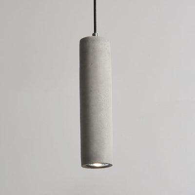 Suspension Luminaire Contemporain Industriel Cylindrique à Texture Rugueuse en Ciment 1-Lumière pour Salon 