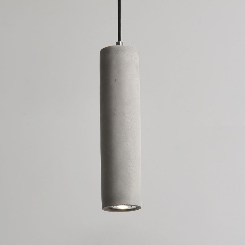 Suspension Luminaire Contemporain Industriel Cylindrique à Texture Rugueuse en Ciment 1-Lumière pour Salon 
