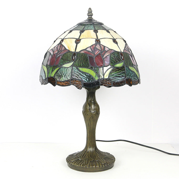 European Style Tiffany Gemstone Flower Dome 1-Licht-Tischlampe 