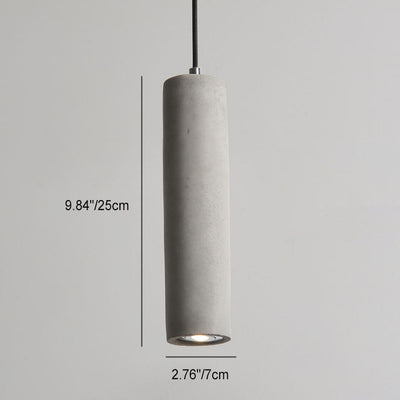 Contemporary Industrial Cylindrical Rough Texture Cement 1-Light Pendant Light For Living Room