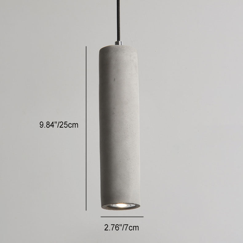 Suspension Luminaire Contemporain Industriel Cylindrique à Texture Rugueuse en Ciment 1-Lumière pour Salon 