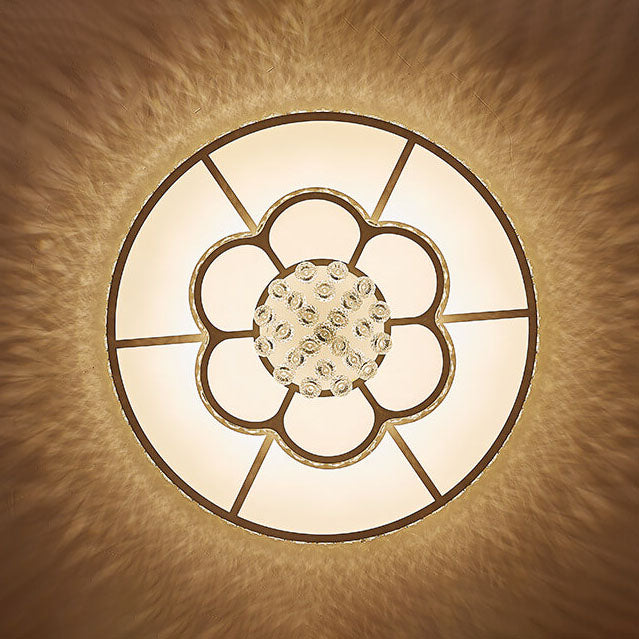 Modern Light Luxury Round Crystal LED Flush Mount Ceiling Light