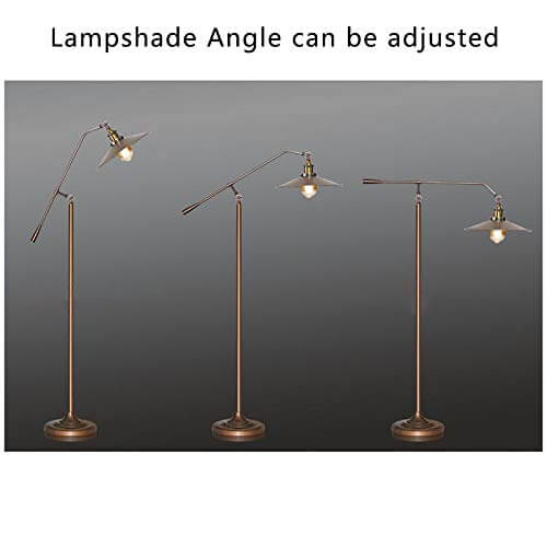 Lámparas de pie con brazo articulado de 1 luz de bronce industrial 