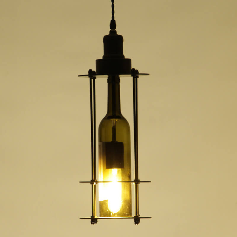 Vintage Creative Glass Wine Bottle 1-Light Pendant Light