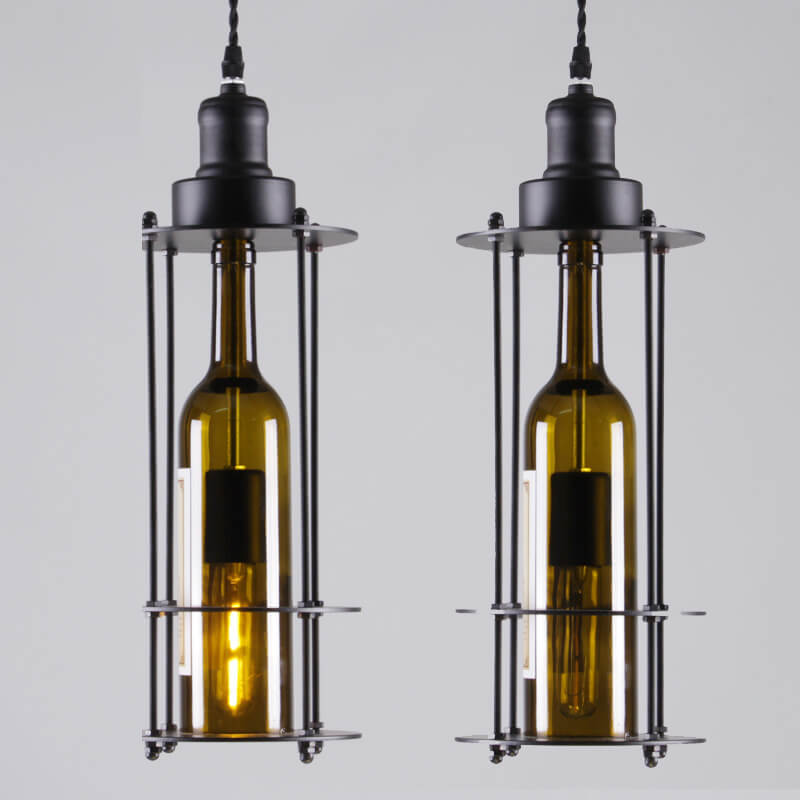 Vintage Creative Glass Wine Bottle 1-Light Pendant Light