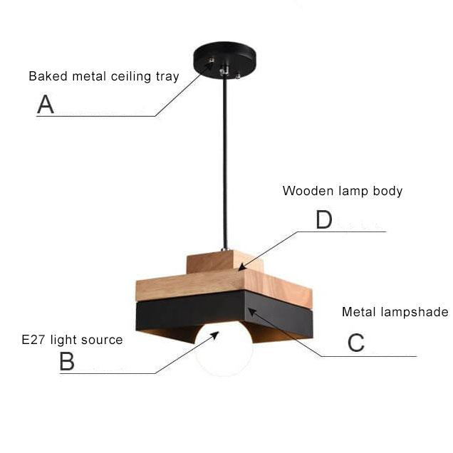 Suspension Luminaire Nordic Rond/Carré 1 Lumière 