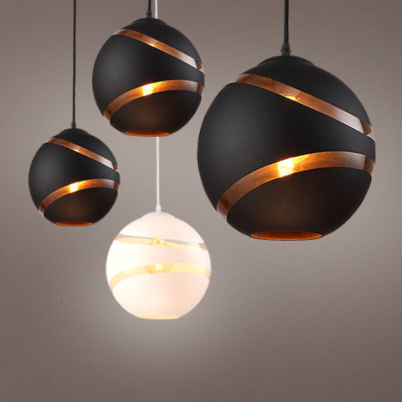 Modern Stripe Glass 1-Light Globe Pendant Light