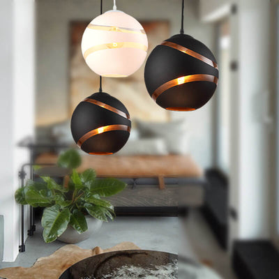 Modern Stripe Glass 1-Light Globe Pendant Light