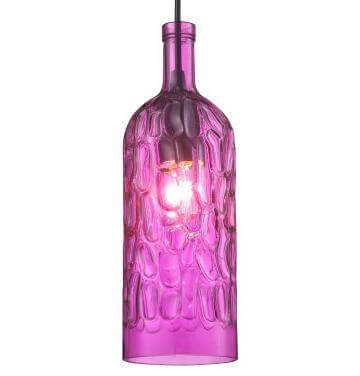 Vintage Textured Glass Wine Bottle 1-Light Pendant Light