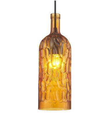 Vintage Weinflasche aus strukturiertem Glas, 1-flammige Pendelleuchte 