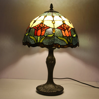 European Style Tiffany Gemstone Flower Dome 1-Licht-Tischlampe 