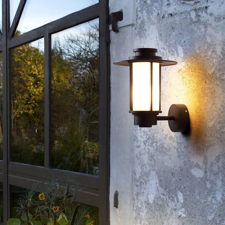 Modern Minimalist Waterproof Coffee Cylinder Lantern 1-Light Patio Landscape Light For Outdoor