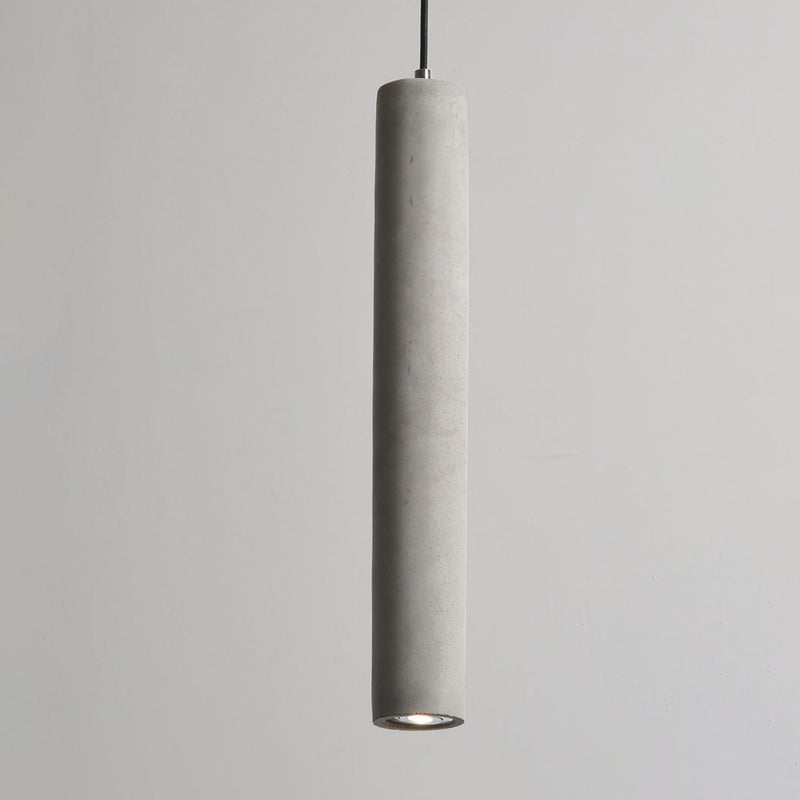 Suspension Luminaire Contemporain Industriel Cylindrique à Texture Rugueuse en Ciment 1-Lumière pour Salon 