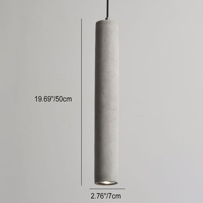 Suspension Luminaire Contemporain Industriel Cylindrique à Texture Rugueuse en Ciment 1-Lumière pour Salon 