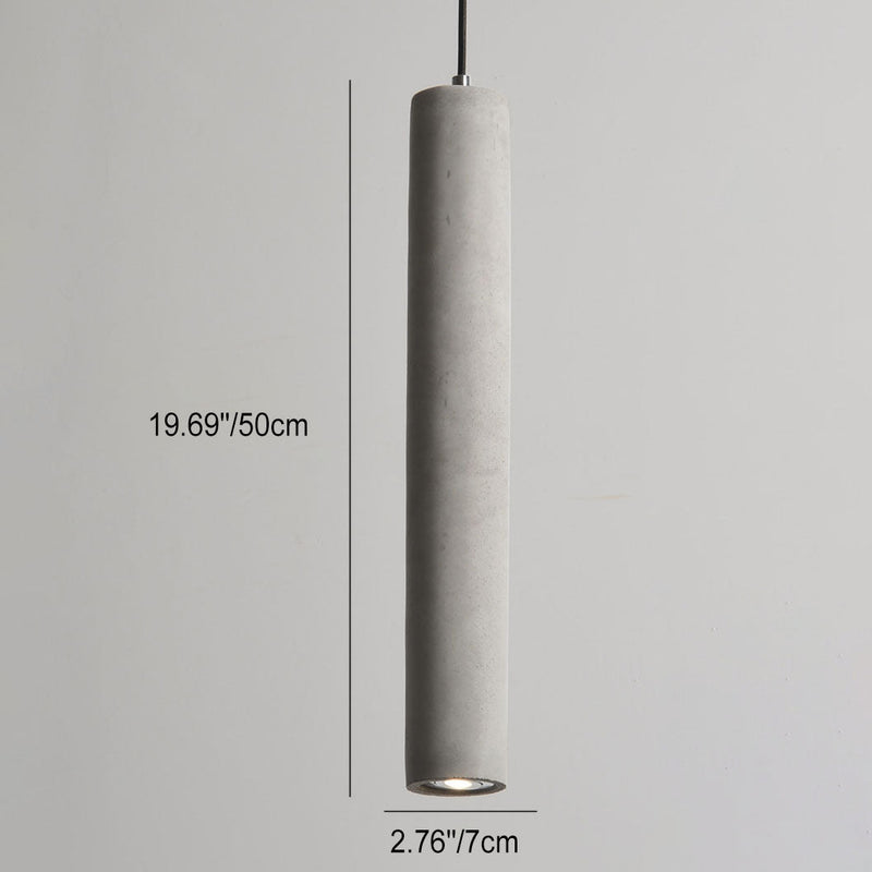 Suspension Luminaire Contemporain Industriel Cylindrique à Texture Rugueuse en Ciment 1-Lumière pour Salon 