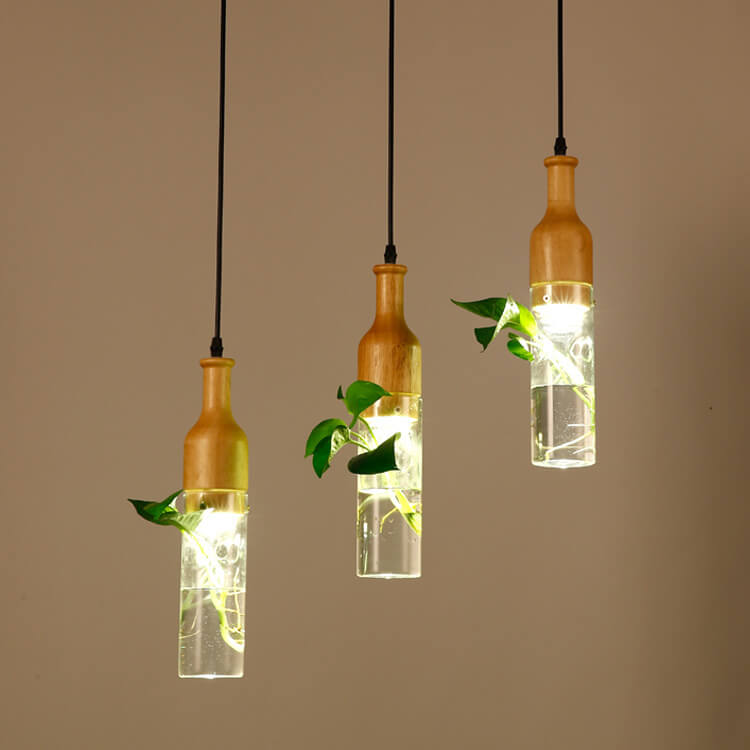 Nordic Creative Glass Bottle Hydroponic Plants 1-Light Pendant Light