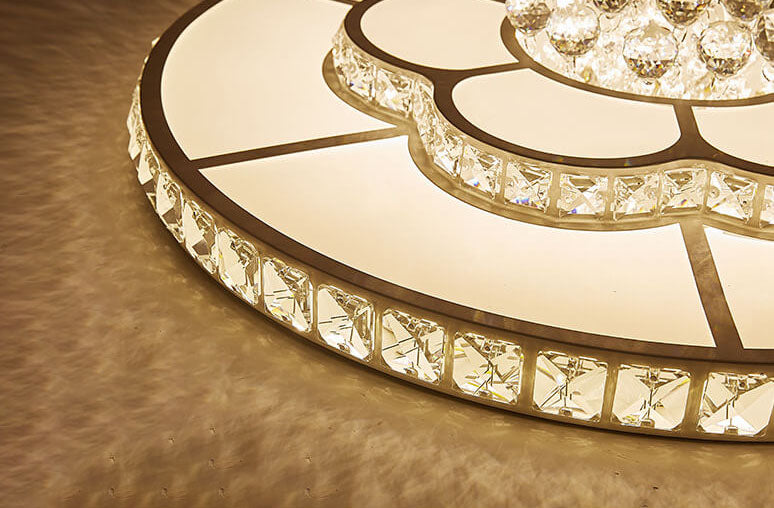 Modern Light Luxury Round Crystal LED Flush Mount Ceiling Light