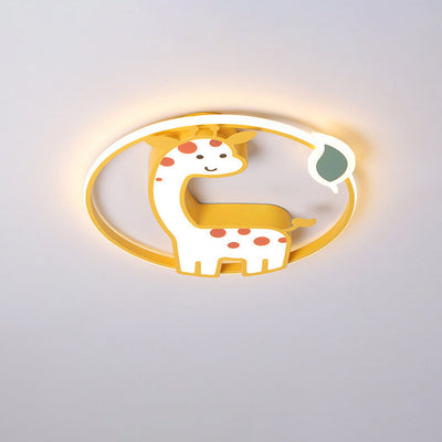 Childlike Cute Cartoon Giraffe Design LED Flush Mount Light