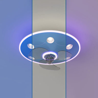 Moderne kreative Cartoon UFO fliegende Untertasse Rundes Eisen Acryl LED Kinder Unterputz Deckenventilator Licht 