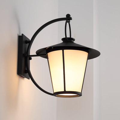 European Retro Glass Iron Moisture-proof Outdoor Patio Aisle 1-Light Wall Sconce Lamp