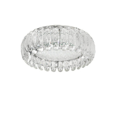 European Light Luxury Round Crystal Stainless Steel LED Flush Mount Lighting