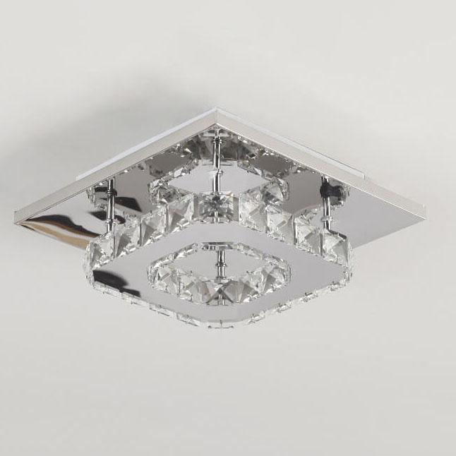 Minimalist Crystal Square LED Flush Mount Ceiling Light