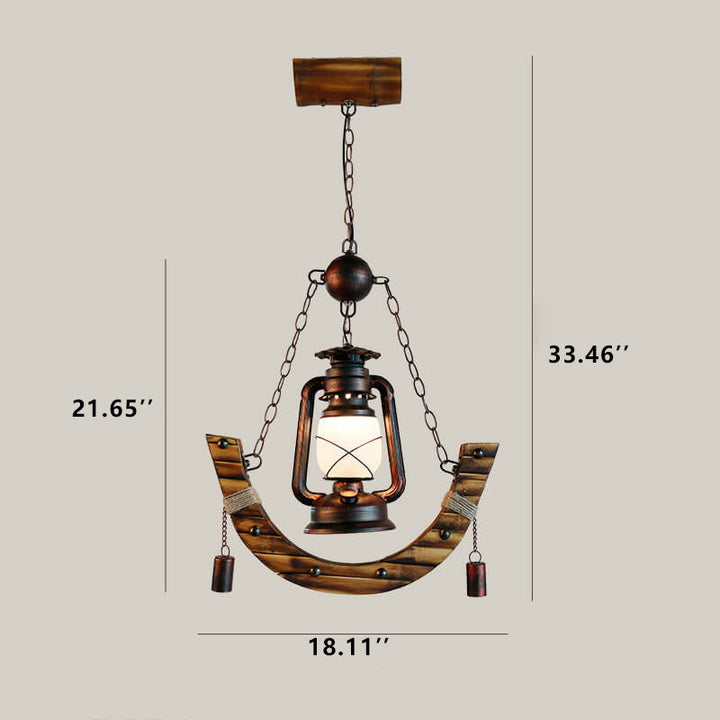 Lámpara de Caballo de Tejido de Bambú Vintage 1-Luz Lámpara Colgante de Queroseno 