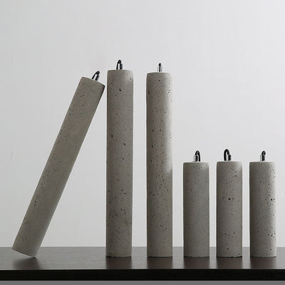 Contemporary Industrial Cylindrical Rough Texture Cement 1-Light Pendant Light For Living Room