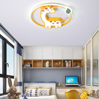 Childlike Cute Cartoon Giraffe Design LED Flush Mount Light