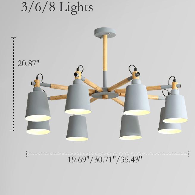 Nordische moderne Mode kreative Massivholz Macaron 3/6/8 Lichter Kronleuchter 