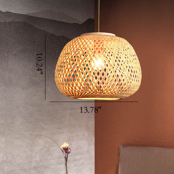 Moderne Spiral-Bambus-Weberei 1-Licht Pendelleuchte 