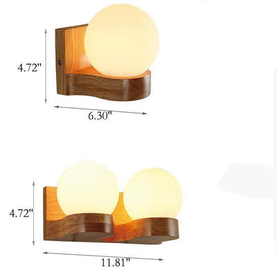 Nordic Modern Massivholz Kugel 1/2 Lichter Wandleuchte 