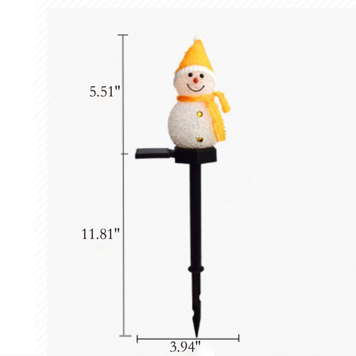 Christmas Solar Plastic Rice Ball Snowman 1-Light LED Floor Lamp