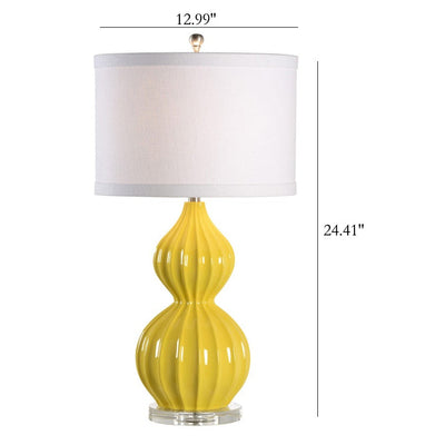 Creative Decorative White Ceramic Gourd 1-Light Table Lamp