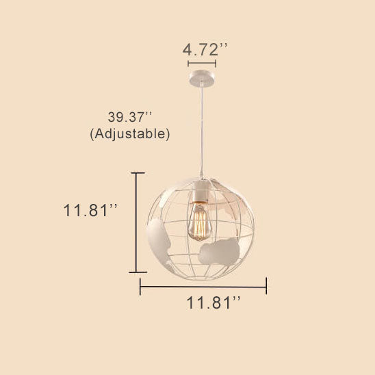 Earth Shaped Metal Lampshade 1-Light Globe Pendant Light