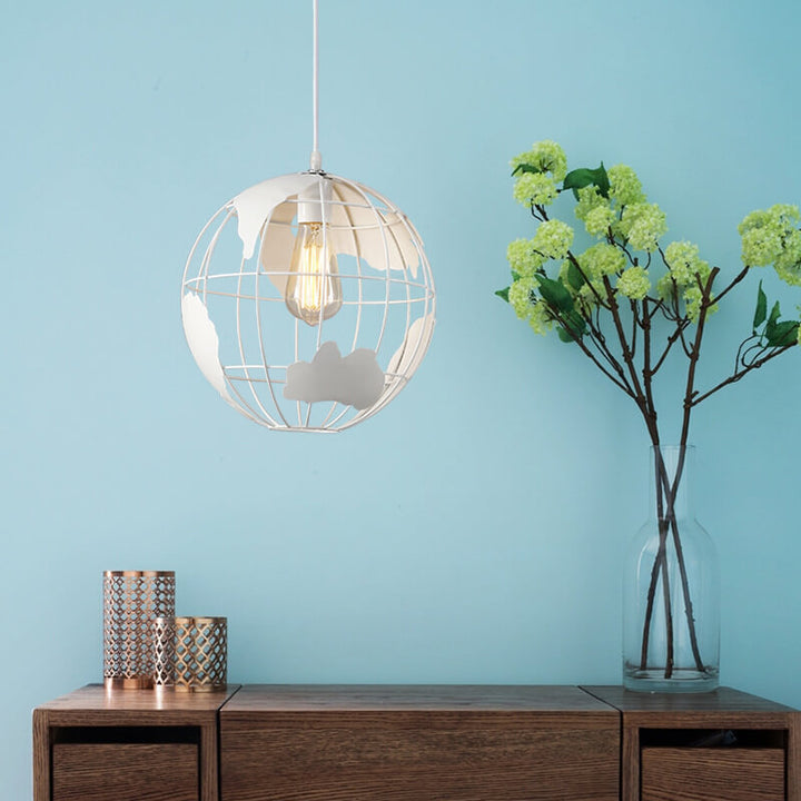 Abat-jour en métal en forme de Terre 1 lumière suspension globe 