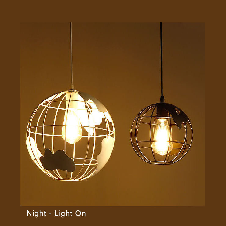 Abat-jour en métal en forme de Terre 1 lumière suspension globe 