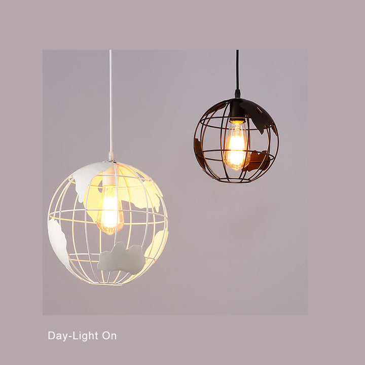 Abat-jour en métal en forme de Terre 1 lumière suspension globe 