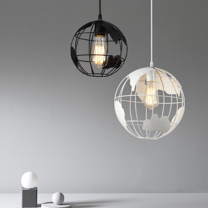Abat-jour en métal en forme de Terre 1 lumière suspension globe 