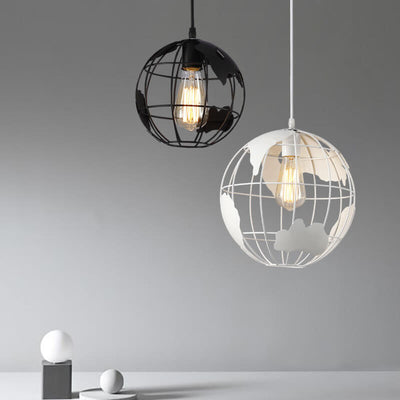 Earth Shaped Metal Lampshade 1-Light Globe Pendant Light