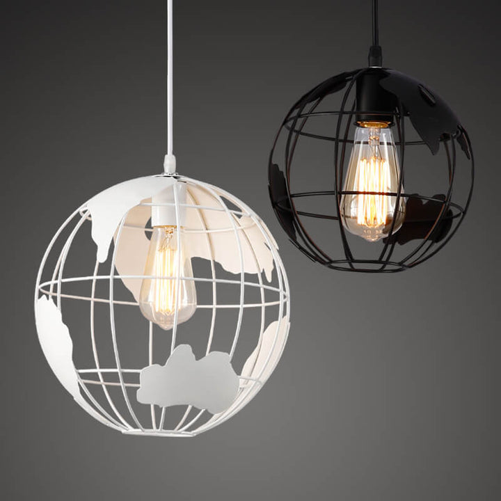 Abat-jour en métal en forme de Terre 1 lumière suspension globe 
