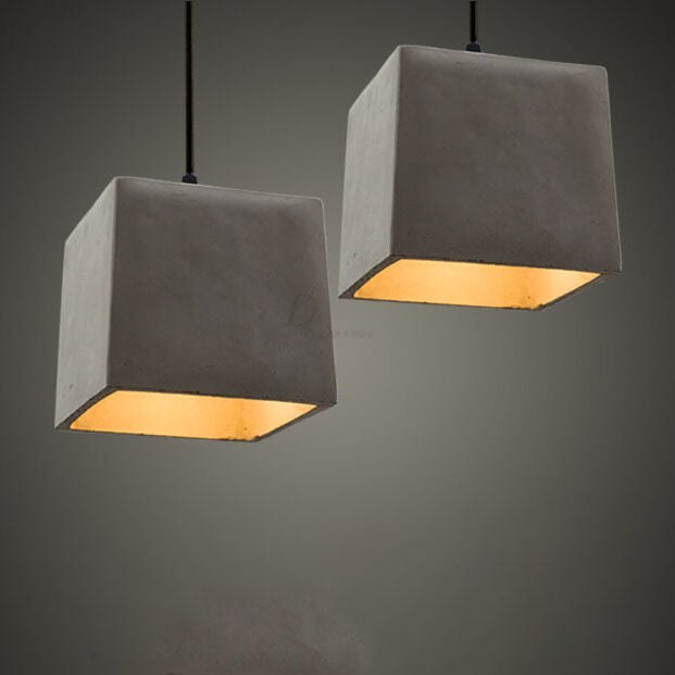 Simplicidad Industrial Lámpara Colgante Geométrica de Cemento de 1 Luz 