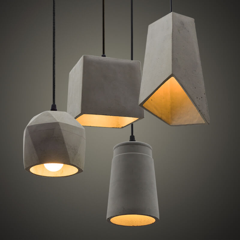 Simplicidad Industrial Lámpara Colgante Geométrica de Cemento de 1 Luz 