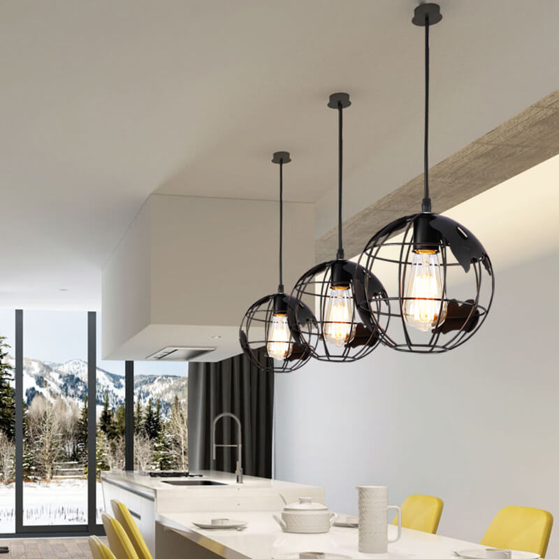 Abat-jour en métal en forme de Terre 1 lumière suspension globe 